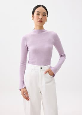 Knit Fitted High Neck Top