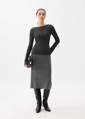 Knit Fitted Flare Sleeve Top