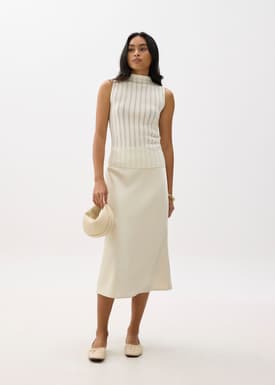 Sheer Mock Neck Fitted Knit Top