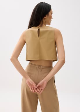 Boxy Vegan Leather Crop Top