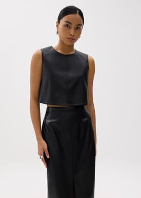 Boxy Vegan Leather Crop Top
