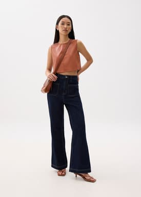 Boxy Vegan Leather Crop Top