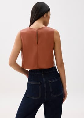 Boxy Vegan Leather Crop Top