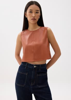 Boxy Vegan Leather Crop Top