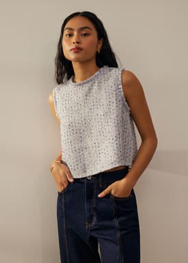 Relaxed Tweed Boxy Shell Top