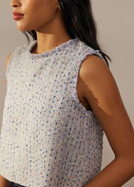 Relaxed Tweed Boxy Shell Top