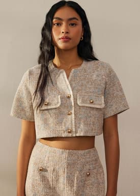Tweed Boxy Cropped Top