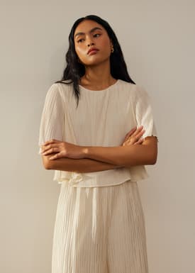 Plisse Crop Shell Top