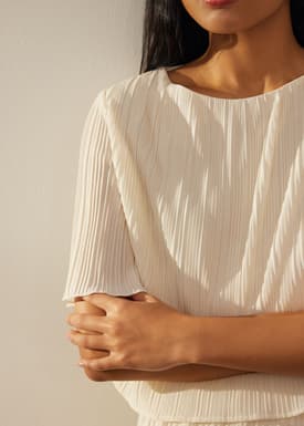 Plisse Crop Shell Top