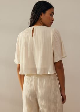 Plisse Crop Shell Top
