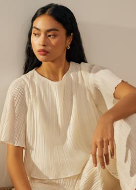 Plisse Crop Shell Top