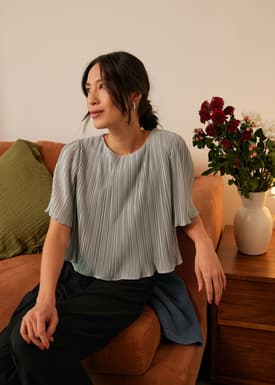 Plisse Crop Shell Top