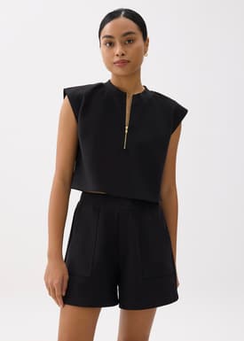 Boxy Front Zip Crop Top