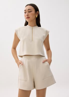 Boxy Front Zip Crop Top