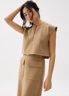 Boxy Front Zip Crop Top