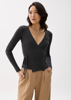 Fitted Knit Wrap Top