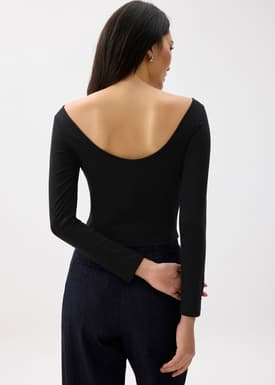 Jersey Boat Neck Fitted Top