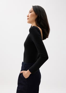 Jersey Boat Neck Fitted Top