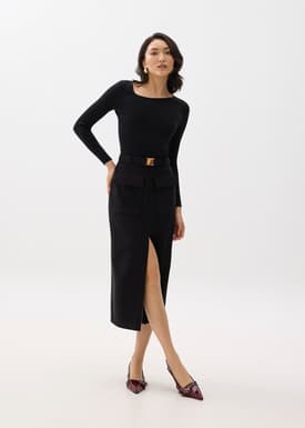 Fitted Asymmetric Knit Top