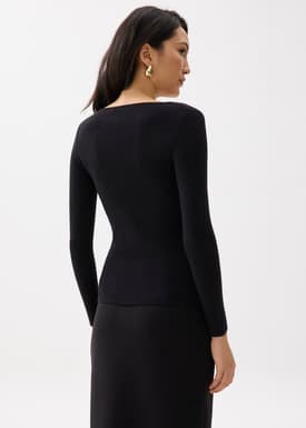 Fitted Asymmetric Knit Top