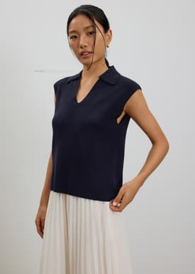 Relaxed Collared Knit Top