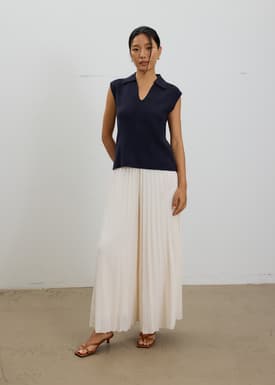 Relaxed Collared Knit Top