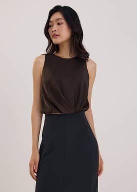 Relaxed Satin Round Neck Crop Top