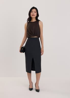 Vera Elastic Reversible Panelled Midi Skirt