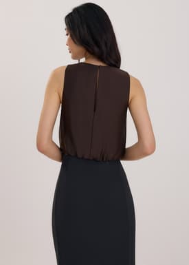 Relaxed Satin Round Neck Crop Top