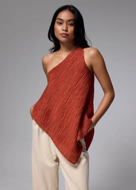 Crinkled Asymmetric Toga Top