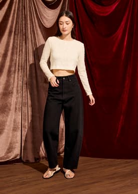 Sequin Crop Long Sleeve Top