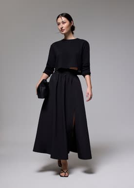 Relaxed Jersey Crop Long Sleeve Top