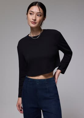 Relaxed Jersey Crop Long Sleeve Top