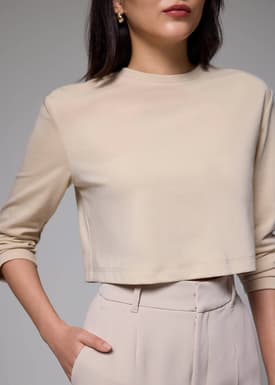 Relaxed Jersey Crop Long Sleeve Top