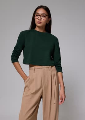 Relaxed Jersey Crop Long Sleeve Top