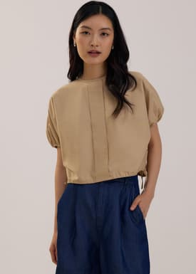 Round Neck Puff Sleeve Top