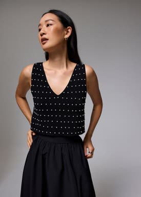 Reversible Pearl Embellished Knit Top