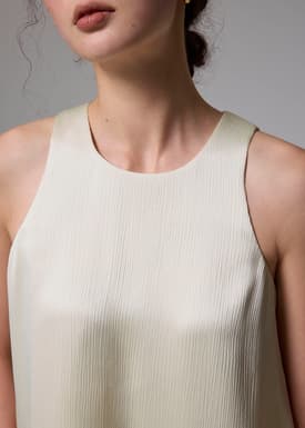 Crinkled Satin Trapeze Shell Top
