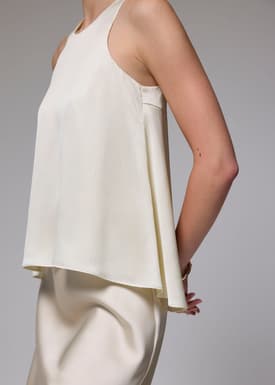 Crinkled Satin Trapeze Shell Top