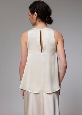 Crinkled Satin Trapeze Shell Top