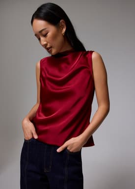 Satin Mock Neck Top