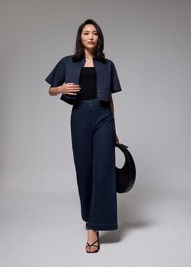 Cotton Collared Boxy Crop Shirt