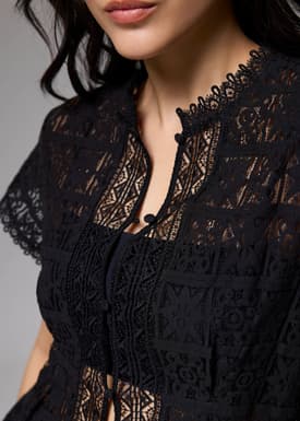 Lace Round Neck Fit & Flare Top
