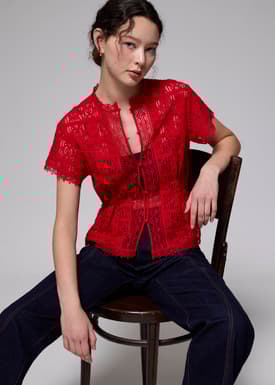 Lace Round Neck Fit & Flare Top