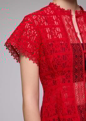 Lace Round Neck Fit & Flare Top