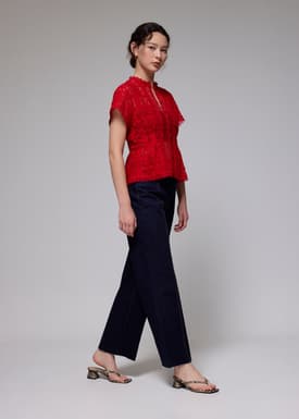 Lace Round Neck Fit & Flare Top