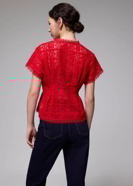 Lace Round Neck Fit & Flare Top