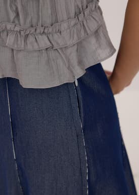 Crinkled Sheer Peplum Halter Top