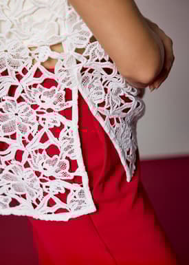 Relaxed Lace Mandarin Collar Top