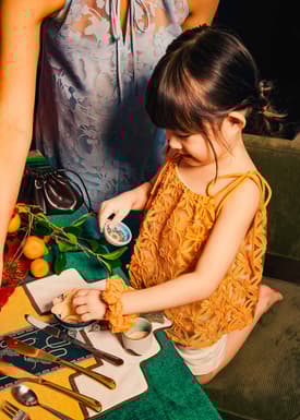 Kids' Lace Trapeze Tie Shoulder Top
